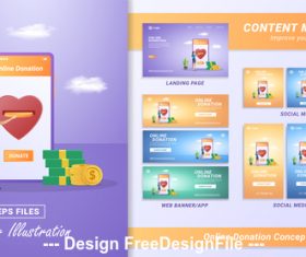 Online donation concept vector