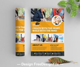 Orange building business flyer vector