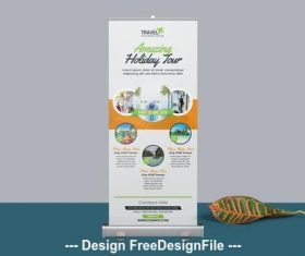 Orange roll up banner vector