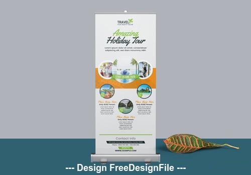 Orange roll up banner vector