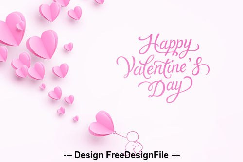 Origami card happy valentines day vector