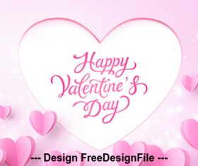 Origami heart shape valentine card vector