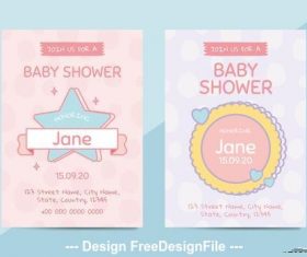 Pastel pink and purple baby shower invitation vector