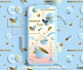Pastel social media layouts with abstract 3D Patterns vector