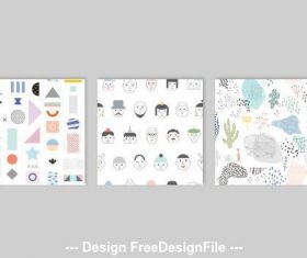 Patterns with natural and geometric elements vector