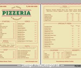 Pizzeria menu layout vector