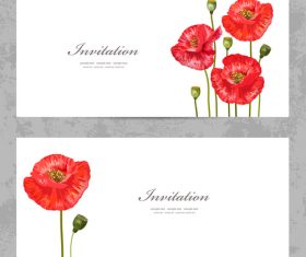 Poppy flower background invitation card vector