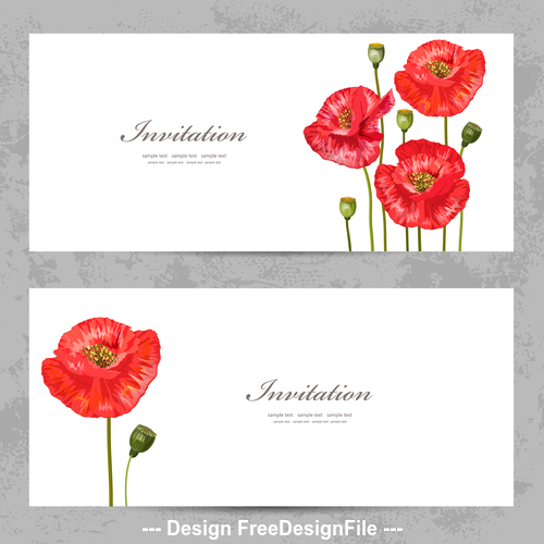 Poppy flower background invitation card vector