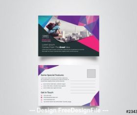 Postcard layout with geometric elements vector