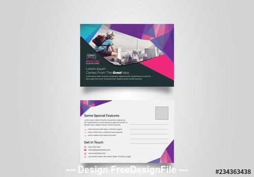 Postcard layout with geometric elements vector