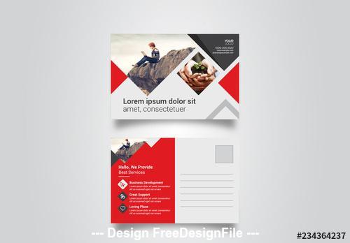 Postcard layout with red elements vector