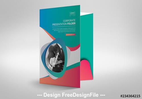 Presentation folder layout with pink and teal gradients vector