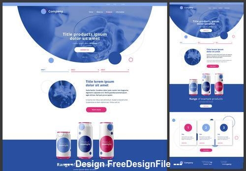 Product page website design blue and pink vector