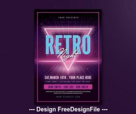 Purple neon retro event flyer vector