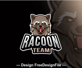 Racoon team esport logo template vector