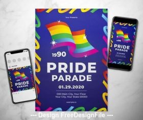Rainbow event flyer vector