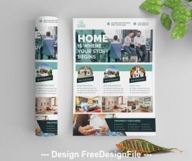 Real estate flyer teal vector
