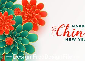 Red and green background chinese new year greeting card vector