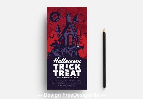 Red halloween card haunted house vector