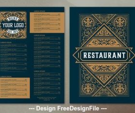 Restaurant menu ornamental vector