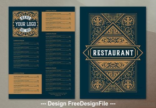 Restaurant menu ornamental vector