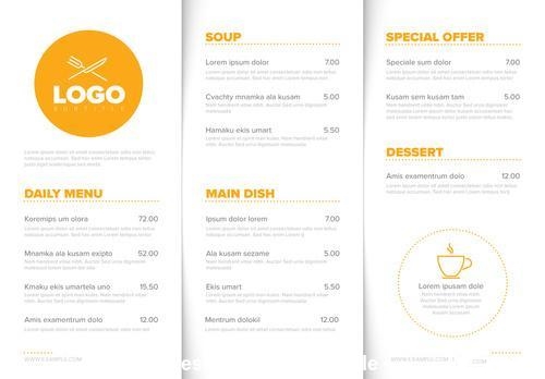 Restaurant orange menu elements vector