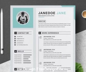 Resume and cover letter layout with gray and sky blue vector