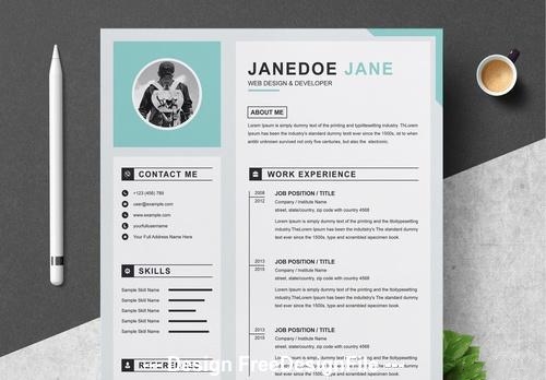 Resume and cover letter layout with gray and sky blue vector