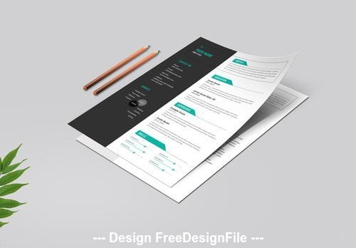 Resume layout set with teal tab elements vector