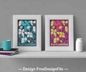 Retro geometric poster vector
