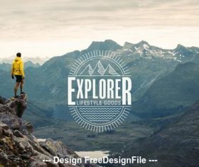 Retro logo line art elements vector