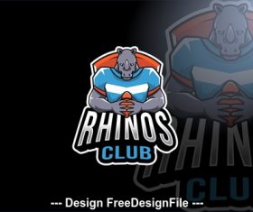 Rhinos club sport logo template vector