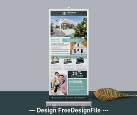 Roll-Up banner layout with teal vector