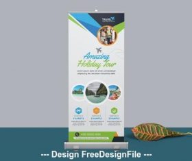 Roll up banner with blue and green vector