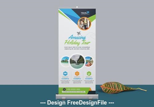 Roll up banner with blue and green vector