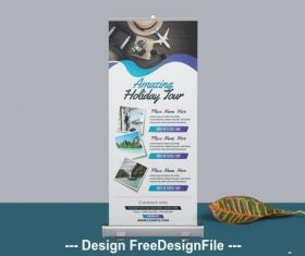 Roll up banner with blue gradient elements vector