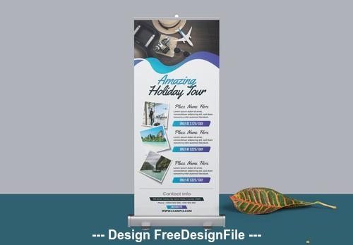 Roll up banner with blue gradient elements vector