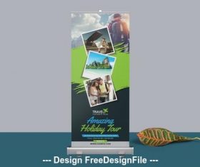 Roll up banner with rectangular vector