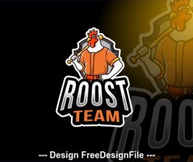 Rooster team sport logo template vector