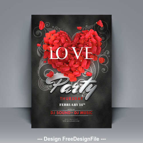 Roses spell heart valentines day card vector