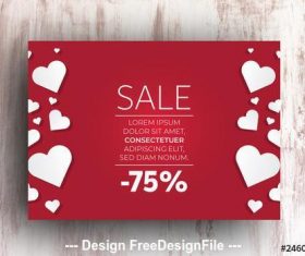 Sale advertisement with hearts vector