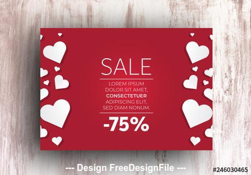 Sale advertisement with hearts vector