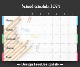 School timetable with pencils vector