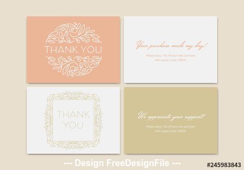 Set of thank you card vector