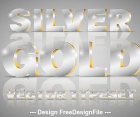 Silver and gold 3D font typeset vector