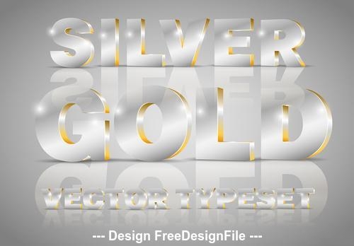 Silver and gold 3D font typeset vector