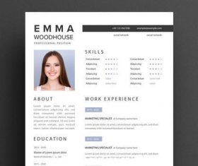 Simple resume layout with black vector