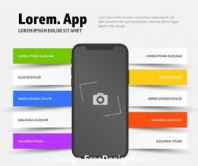 Smartphone app infographic with colorful vector