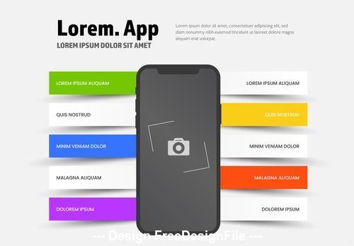 Smartphone app infographic with colorful vector
