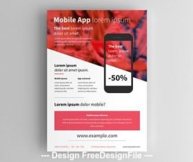 Smartphone flyer layout with red vector